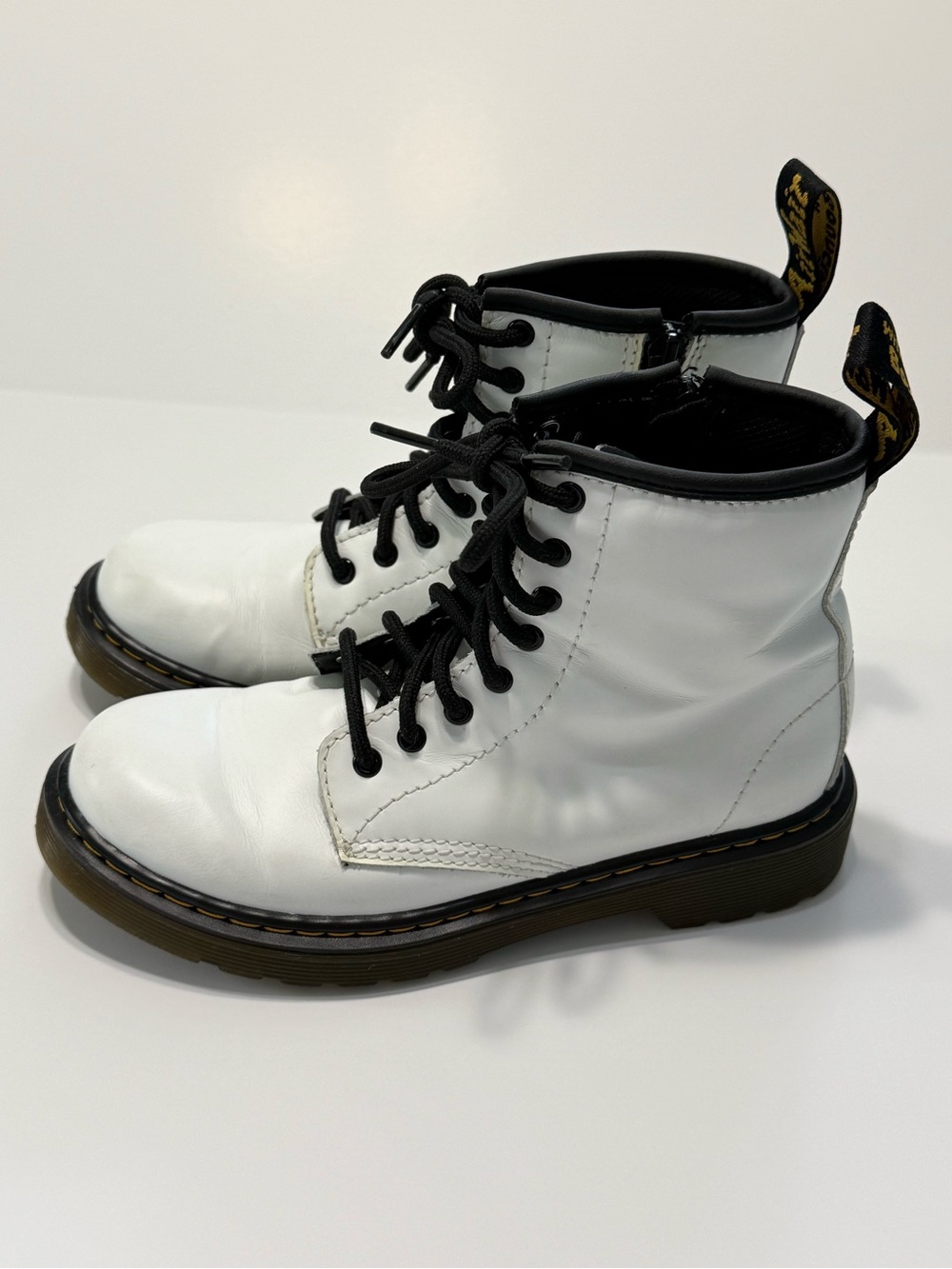 Dr. Martens Kids 1460J Leather Boots White Zip Up Size US 2